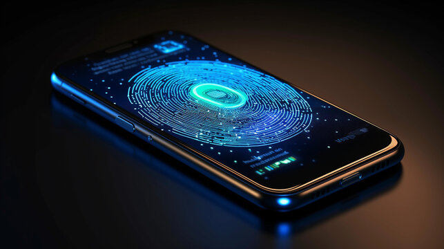 mobile smartphone using biometric finger print, cybersecurity of personal data, safety,  and authentication