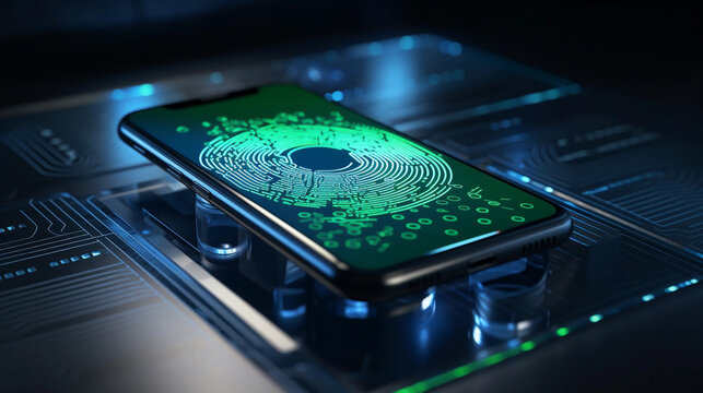 mobile smartphone using biometric finger print, cybersecurity of personal data, safety,  and authentication