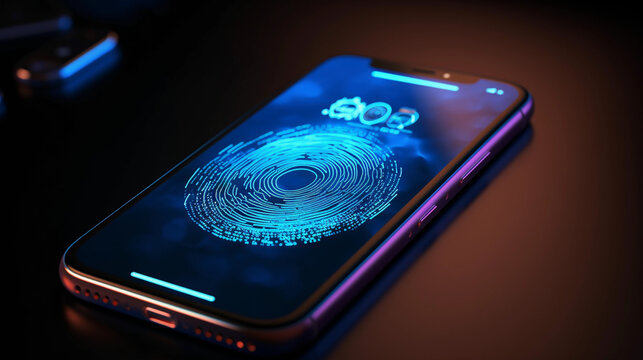 mobile smartphone using biometric finger print, cybersecurity of personal data, safety,  and authentication