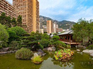 Fototapeta premium Image of the Japanese garden in Monaco during a summer day.