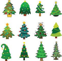 set of christmas trees