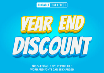 Year End Discount editable text effect 3d style template