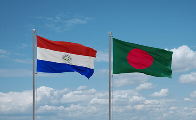 Bangladesh and Paraguay flags, country relationship concept