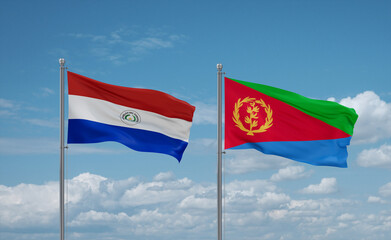 Eritrea and Paraguay flags, country relationship concept