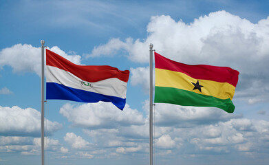 Ghana and Paraguay flags, country relationship concept