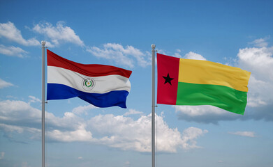 Guinea-Bissau and Paraguay flags, country relationship concept