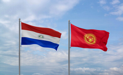 Kyrgyzstan and Paraguay flags, country relationship concept