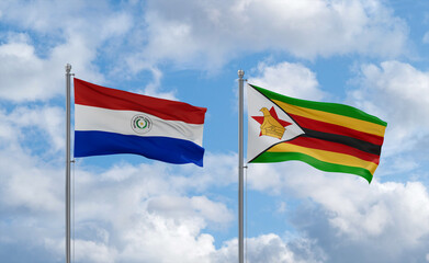 Zimbabwe and Paraguay flags, country relationship concept