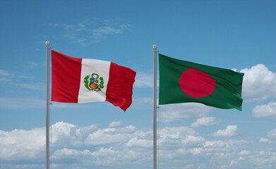 Bangladesh and Peru flags, country relationship concept