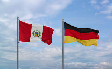 Germany and Peru flags, country relationship concept