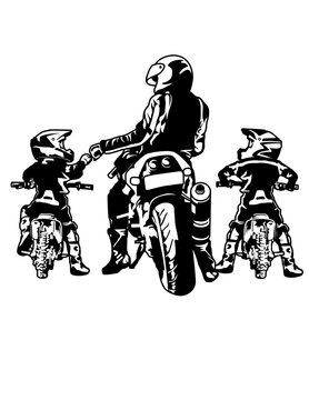 Biker Dad and Son Vector, Like Father Like Son Illustration, Bike Rally Tshirt Design, Motorbike Kids, Motorsport Clipart, Extreme Sports Cutfile, Motor Cross Boys, Family Ride