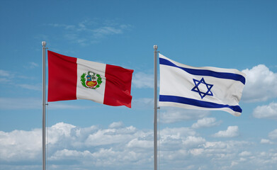 Israel and Peru flags, country relationship concept