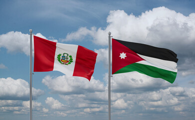 Jordan and Peru flags, country relationship concept