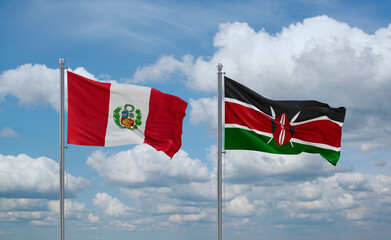 Kenya and Peru flags, country relationship concept