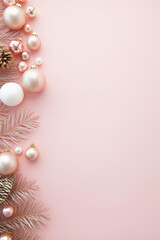 Christmas decorations and balls, holiday background.