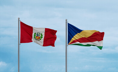 Seychelles and Peru flags, country relationship concept