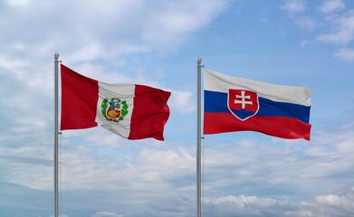 Slovakia and Peru flags, country relationship concept