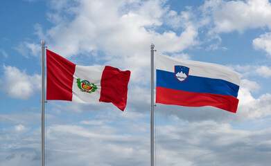 Slovenia and Peru flags, country relationship concept