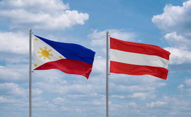 Austria and Philippines flags, country relationship concept