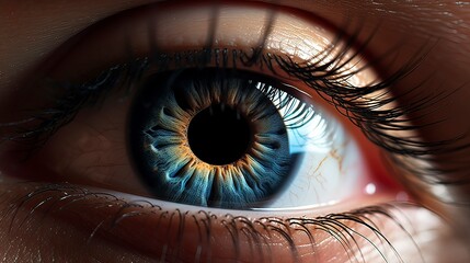 Fantasy female eye, close-up, macro. Generation AI