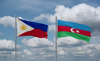 Azerbaijan and Philippines flags, country relationship concept