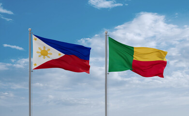 Benin and Philippines flags, country relationship concept