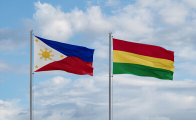 Bolivia and Philippines flags, country relationship concept