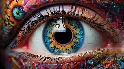 Fantasy female eye, close-up, macro. Generation AI