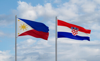 Croatia and Philippines flags, country relationship concept