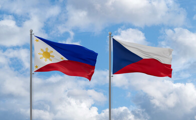 Czech Republic and Philippines flags, country relationship concept