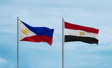 Egypt and Philippines flags, country relationship concept