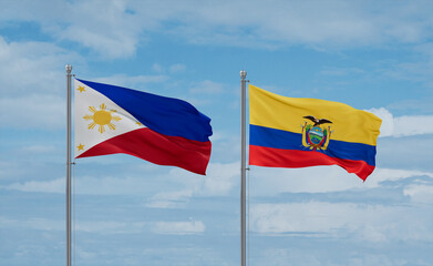 Ecuador and Philippines flags, country relationship concept