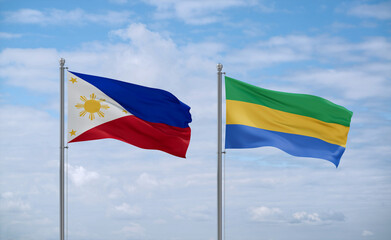 Gabon and Philippines flags, country relationship concept