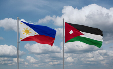 Jordan and Philippines flags, country relationship concept