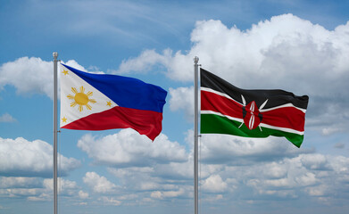 Kenya and Philippines flags, country relationship concept