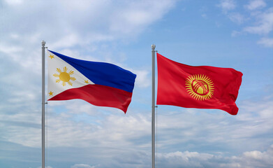 Kyrgyzstan and Philippines flags, country relationship concept