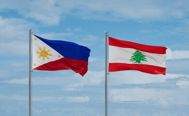 Lebanon and Philippines flags, country relationship concept
