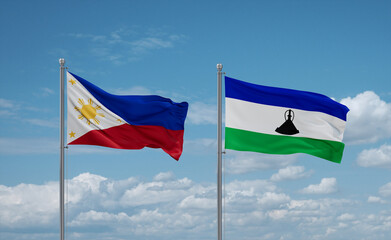 Lesotho and Philippines flags, country relationship concept