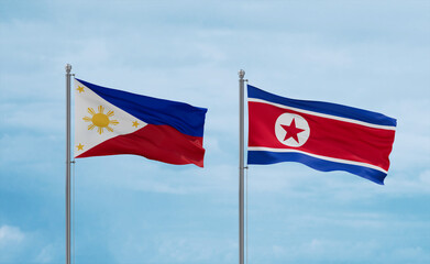 North Korea and Philippines flags, country relationship concept