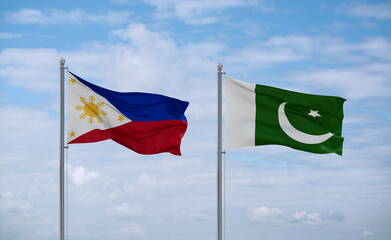 Pakistan and Philippines flags, country relationship concept