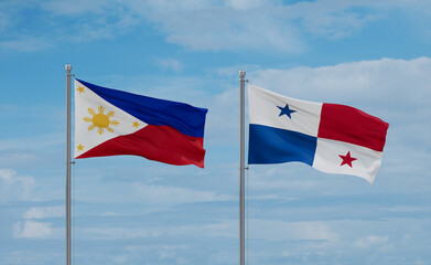 Panama and Philippines flags, country relationship concept