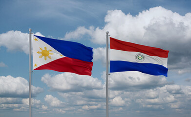 Paraguay and Philippines flags, country relationship concept