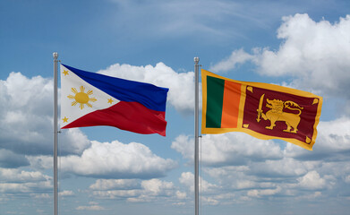 Sri Lanka and Philippines flags, country relationship concept