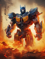 Big robot transformer paint style poster