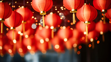 Red Chinese lanterns. Chinese New Year. - obrazy, fototapety, plakaty