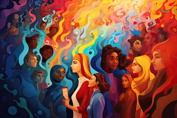 Conceptual Image of Diversity in Society, Diversity in Education or Educators Illustration