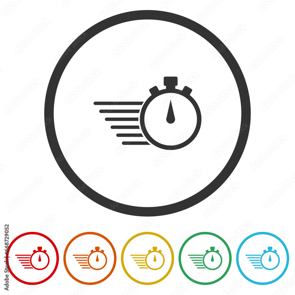 Poster fast service stopwatch icon. set icons in color circle buttons