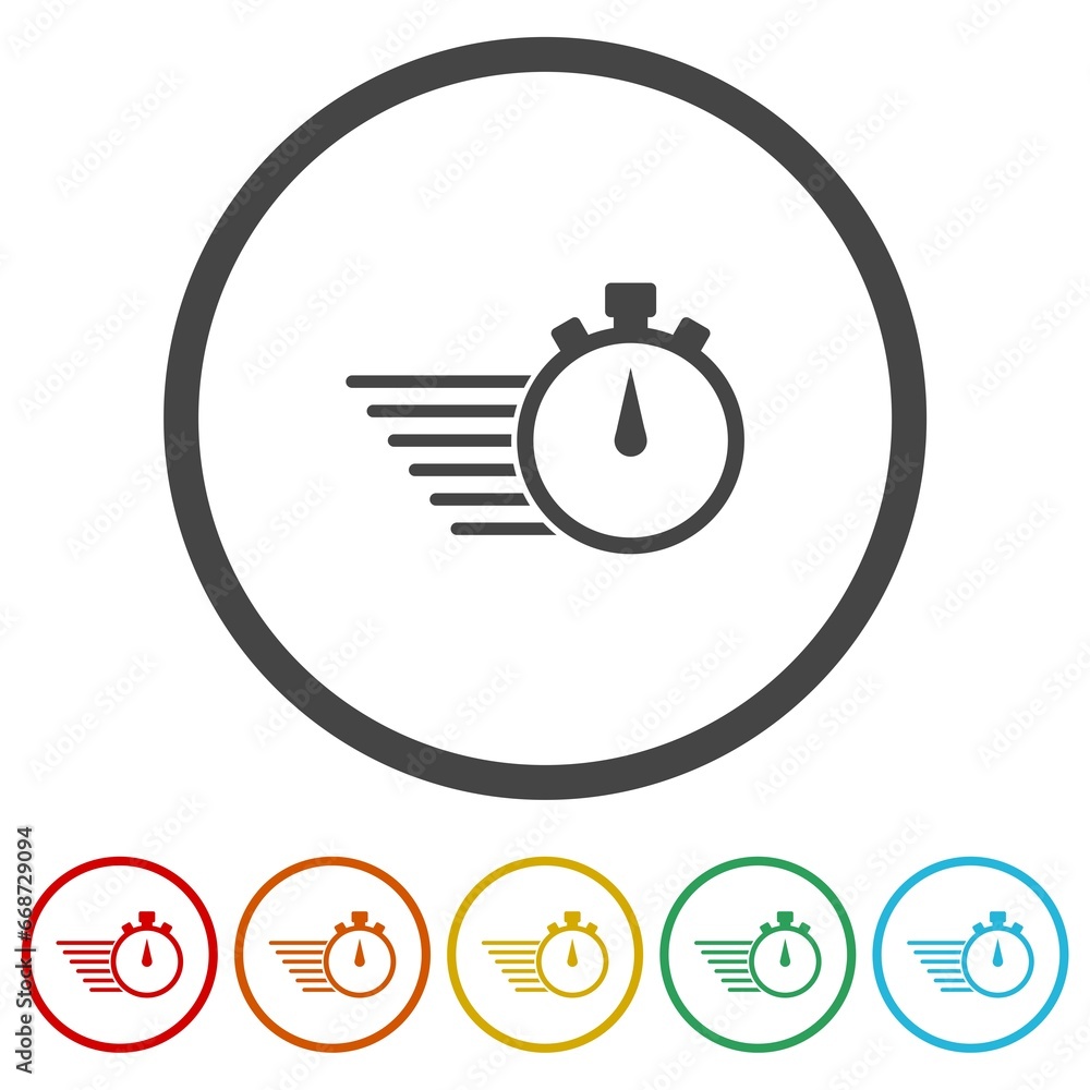 Poster fast service stopwatch icon. set icons in color circle buttons