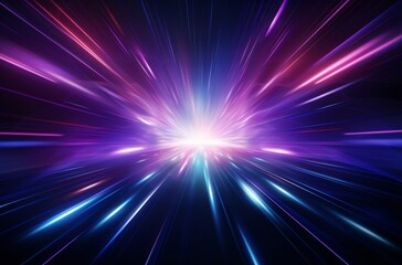 Obraz premium futuristic light rush, vibrant streaks creating an ethereal tunnel of glowing beams and abstract beauty.