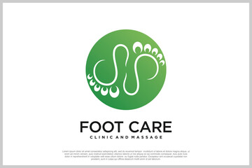 Reflexology logo design with podiatry and foot clinic unique concept Premium Vector